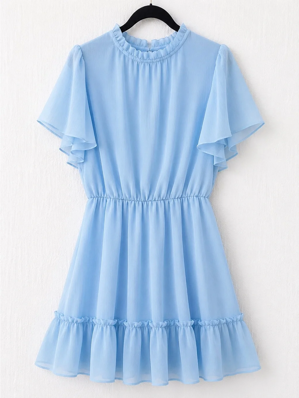 Light Blue Ruffle Flutter Sleeve Mini Dress Size Girls XL Cottagecore Romantic